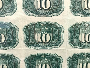 image for: Uncut Sheet: FR. 1244 Frac. Currency Head of Washington. 10c PCGS About New 55 (w/o Surcharge) ex: Boyd, Ford