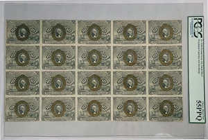 image for: Uncut Sheet: FR. 1244 Frac. Currency Head of Washington. 10c PCGS About New 55 (w/o Surcharge) ex: Boyd, Ford