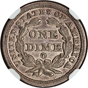 image for: 1850-O 10c NGC/CAC AU53