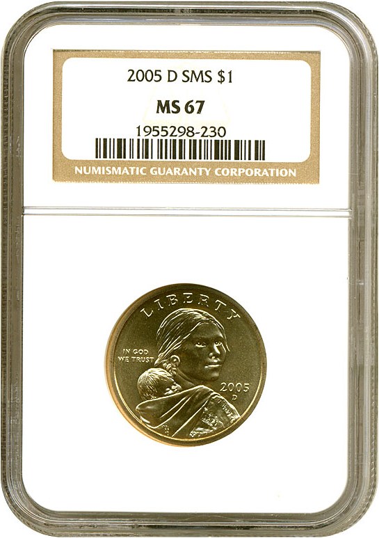 image for: 2005-D SMS Sac $1 NGC MS67 
