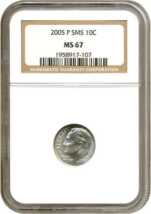 image for: 2005-P SMS 10c NGC MS67