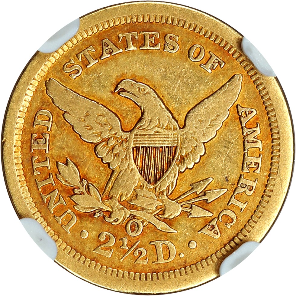 image for: 1843-O $2 1/2 NGC VF Details (Large Date, Cleaned)