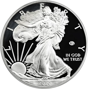 image for: 2020-W Silver Eagle $1 PCGS Proof 66 DCAM (v75 Privy End of WWII Anniversary)