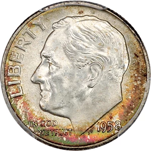 image for: 1958-D 10c PCGS MS67 FB
