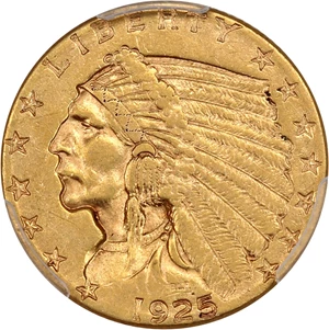 image for: 1925-D $2 1/2 PCGS AU50