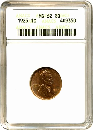 image for: 1925 1c ANACS MS62 RB