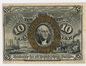image for: FR. 1248 Frac. Currency Head of Washington. 10c PCGS About New 55 (w/ surcharge, "0-63")