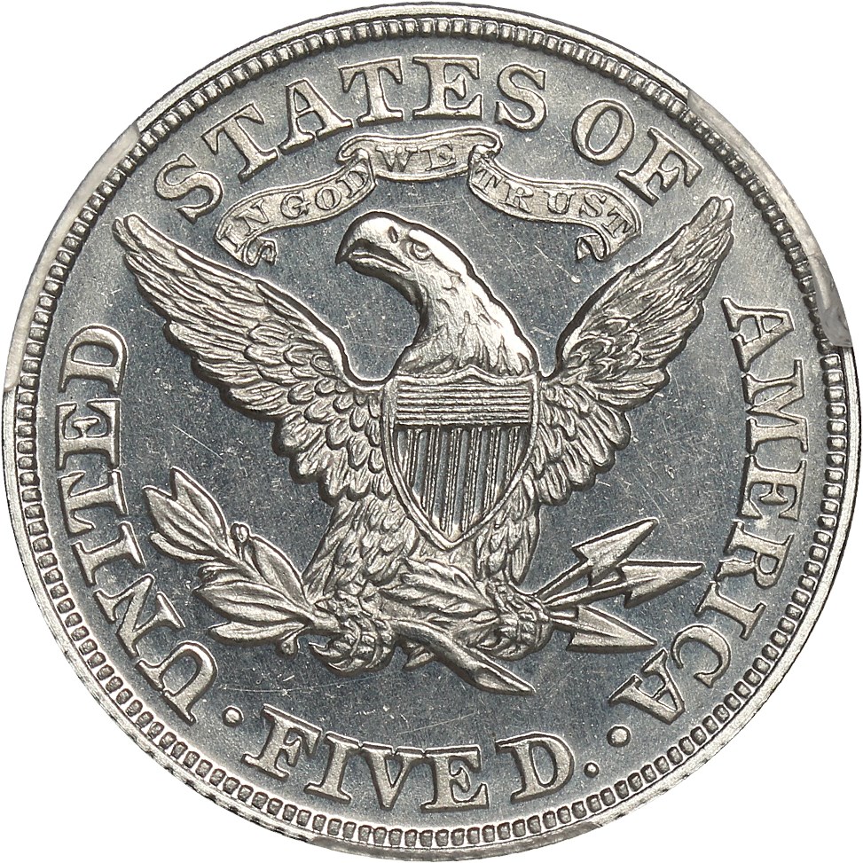 image for: Pattern: 1870 P$5 PCGS Proof 65 CAM (J-1033) ex: Simpson