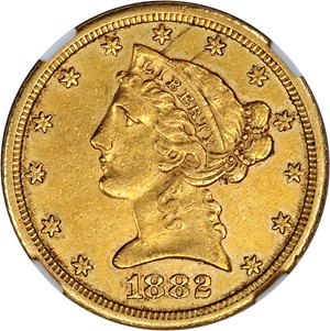 image for: 1882-CC $5 NGC AU Details (Cleaned)