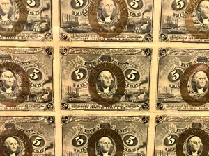 image for: Uncut Sheet: FR. 1232 Frac. Currency: Head of Washington. 5c PCGS Fair 45 (w/o Surcharge)