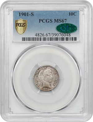 image for: 1901-S 10c PCGS/CAC MS67