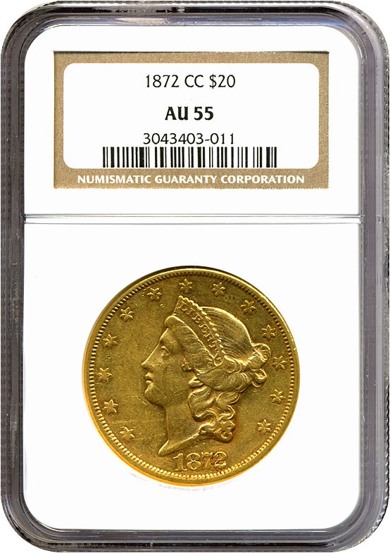 image for: 1872-CC $20  NGC AU55 