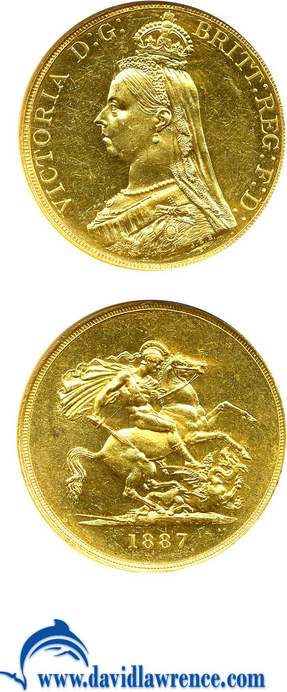 image for: Great Britain: 1887 5Sov NGC MS60   