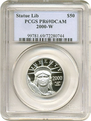 image for: 2000-W $50 Platinum Eagle PCGS Proof 69 DCameo