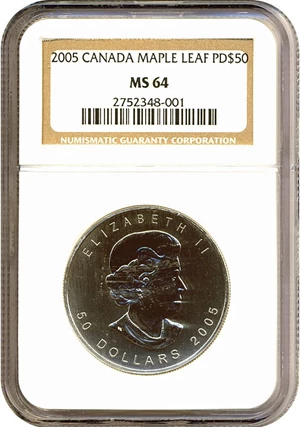 image for: Canada: 2005 $50 Maple Leaf/Palladium NGC MS64
