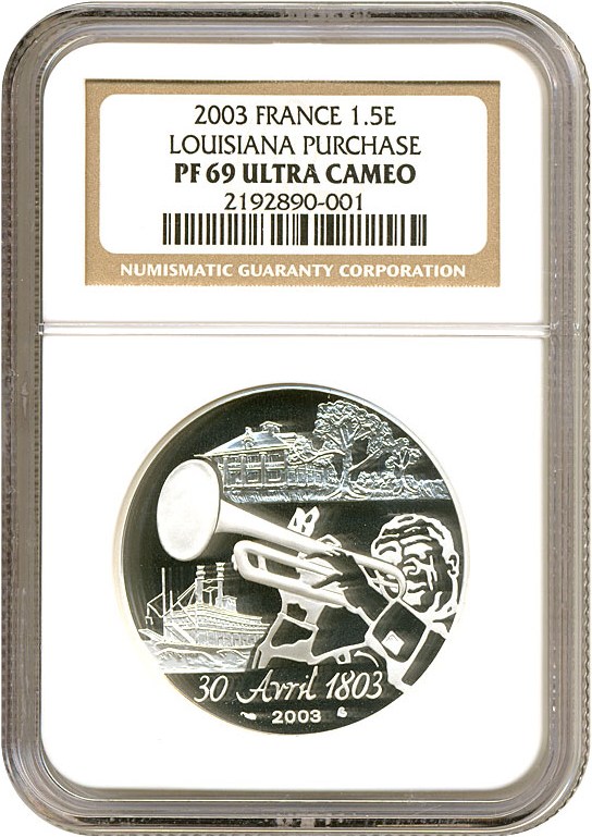 image for: France: 2003 1.5 Euros Lousiana Purchase NGC Proof 69 UCameo
