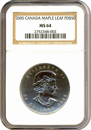 image for: Canada: 2005 $50 Maple Leaf/Palladium NGC MS64