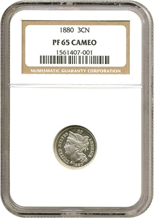 image for: 1880 3cN NGC Proof 65 Cameo