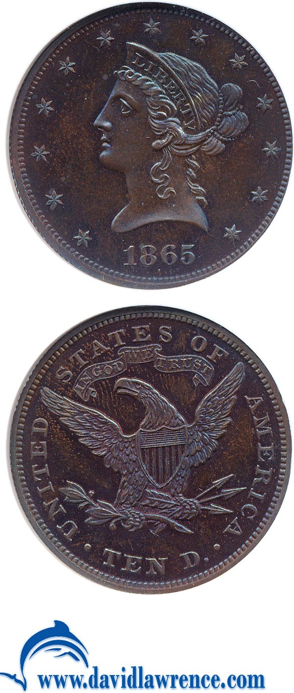 image for: Pattern: 1865 $10 (Judd-450) NGC Proof 65 BN
