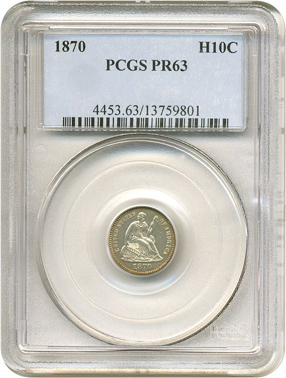 image for: 1870 H10c  PCGS Proof 63 