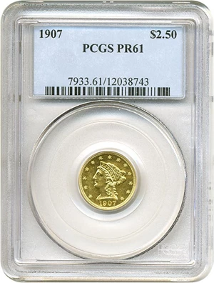 image for: 1907 $2 1/2 PCGS Proof 61