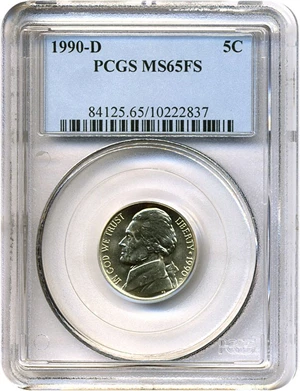 image for: 1990-D 5c PCGS MS65 FS