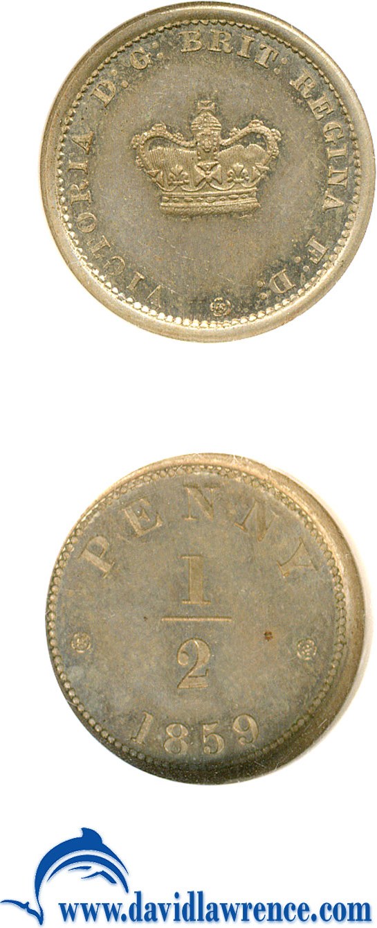 image for: Great Britain: 1859 1/2P (P-2037) Incuse Dotted Edge NGC Proof 64