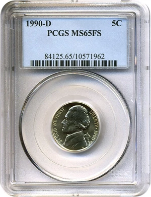 image for: 1990-D 5c PCGS MS65 FS