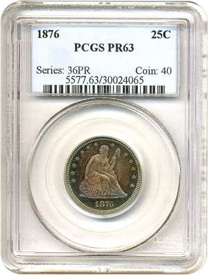 image for: 1876 25c PCGS Proof 63 *Color*