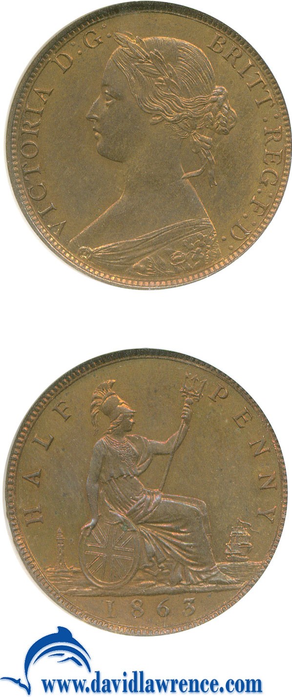 image for: Great Britain: 1863 1/2P  NGC Proof 64 BN