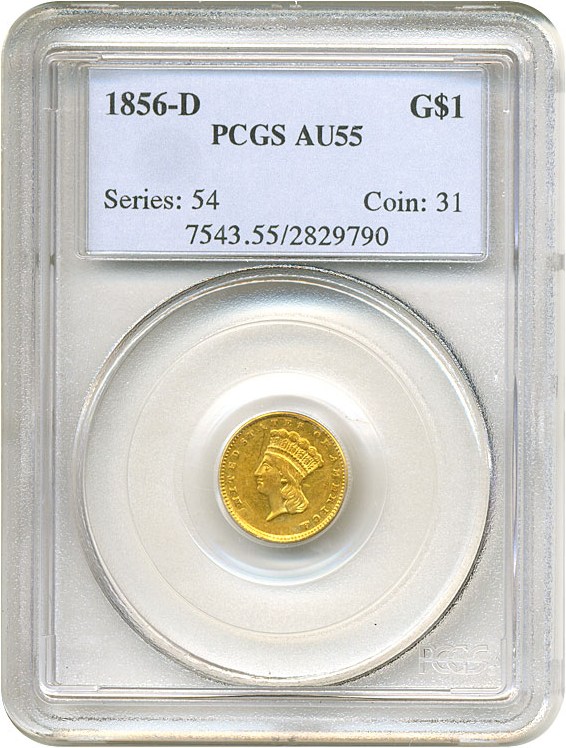 image for: 1856-D G$1  PCGS AU55