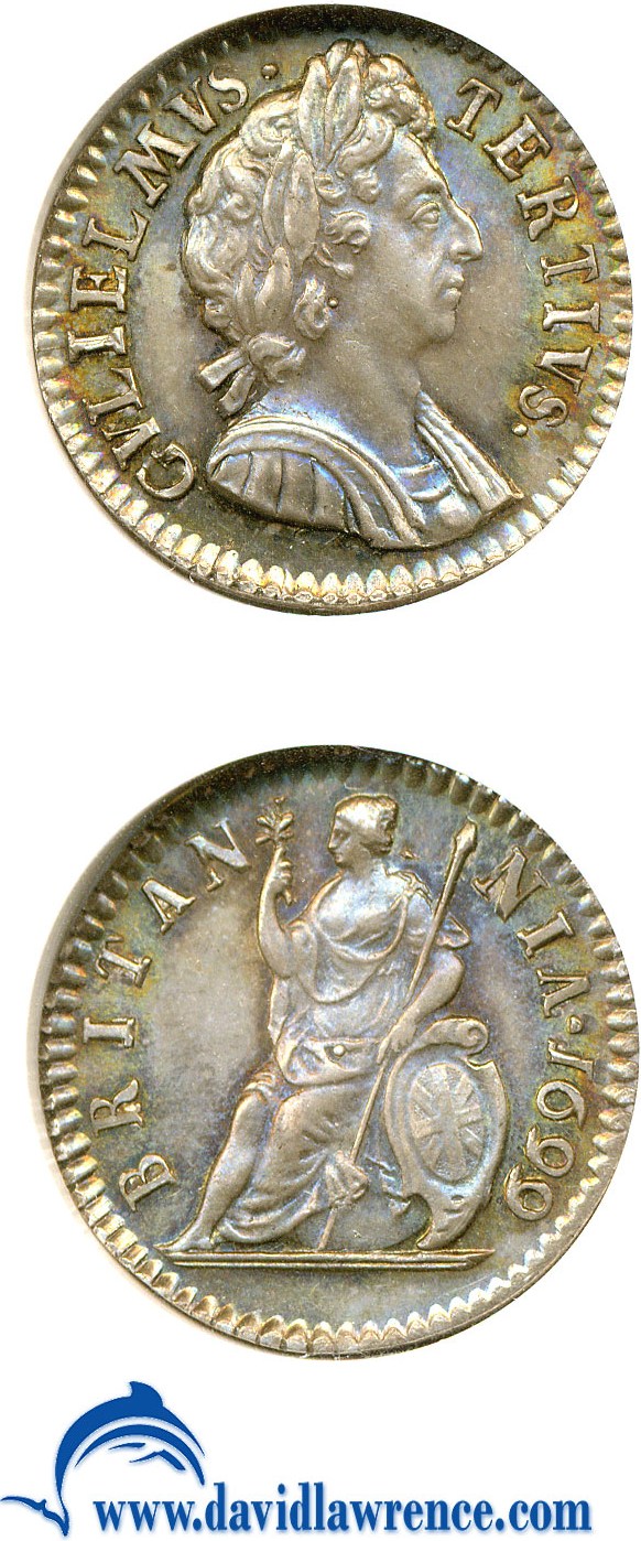 image for: Great Britain: 1699 1/4 Farthing struck in Silver NGC Proof 65 * Color *