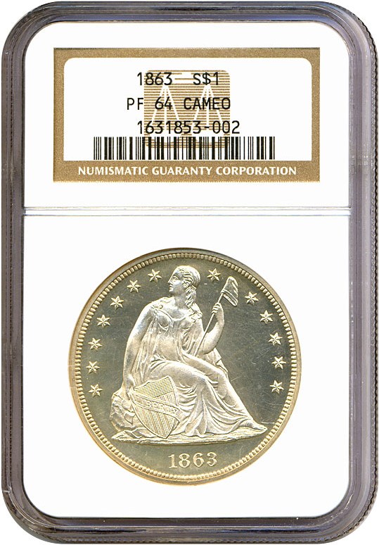 image for: 1863 $1  NGC Proof 64 Cameo
