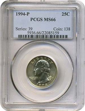 image for: 1994-P 25c PCGS MS66