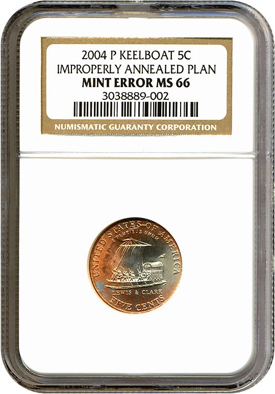image for: 2004-P 5c Keel Boat NGC MS66 - Improperly Annealed Plan