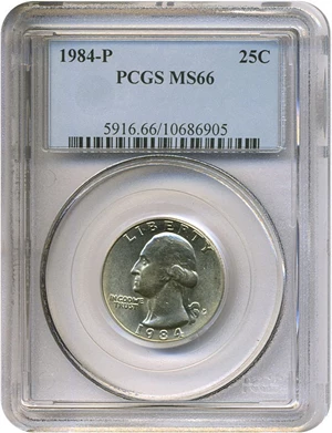 image for: 1984-P 25c PCGS MS66