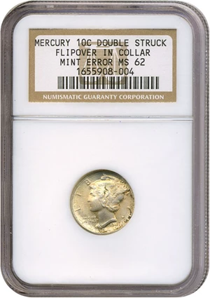 image for: 194? Mercury 10c NGC MS62 - Double Struck Flipover In Collar