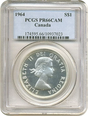 image for: Canada: 1964 $1 PCGS Proof 66 Cam