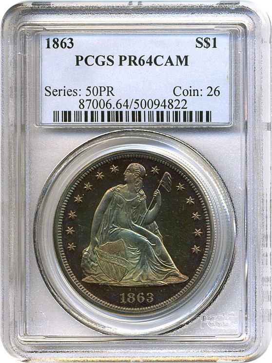 image for: 1863 $1  PCGS Proof 64 Cameo