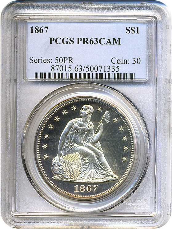 image for: 1867 $1  PCGS Proof 63 Cameo