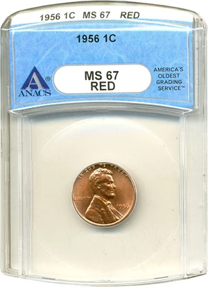 image for: 1956 1c ANACS MS67 RD