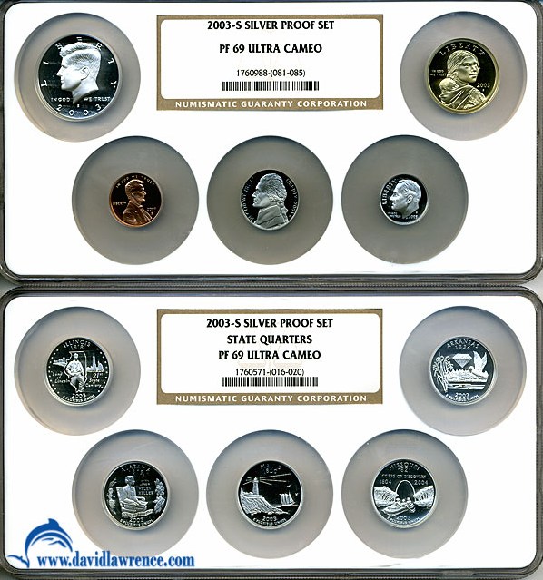 image for: 2003-S Silver 1c -- $1 Proof Set (10 coins) Multi-Coin Holder NGC Proof 69 DCameo