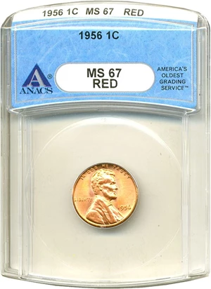 image for: 1956 1c ANACS MS67 RD