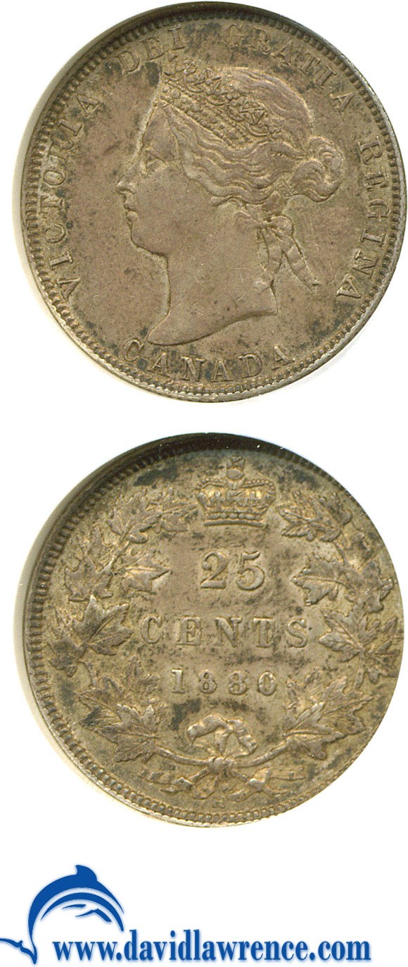 image for: Canada: 1880-H 25C Narrow 0 NGC AU53 