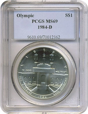 image for: 1984-D $1 Olympic PCGS MS69