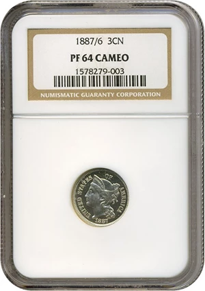 image for: 1887/6 3cN NGC Proof 64 Cameo