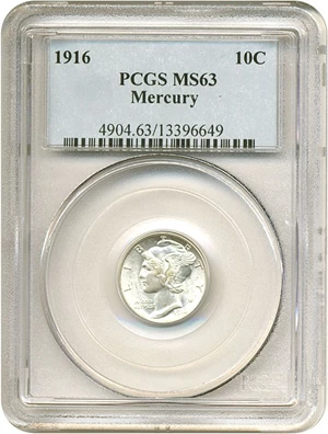 image for: 1916 10c Mercury PCGS MS63
