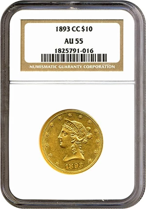 image for: 1893-CC $10 NGC AU55