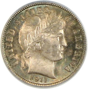 image for: 1911-S 10c PCGS MS65 *Color*