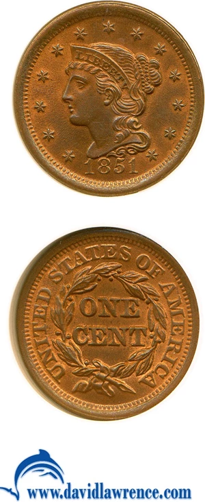 image for: 1851 1c NGC MS67 RB